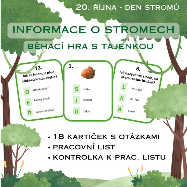 Informace o stromech - běhací hra s tajenkou