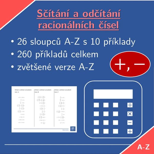 Sčítání a odčítání racionálních čísel | matematika | 26 sloupců