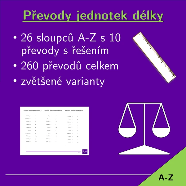 Převody jednotek délky, 26 sloupců