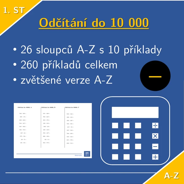 Odčítání do 10 000 | matematika 1. stupeň | 26 sloupců