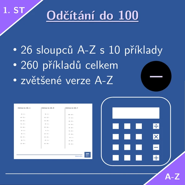 Odčítání do 100 | matematika 1. stupeň | 26 sloupců