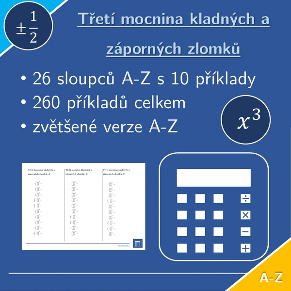 Třetí mocnina kladných a záporných zlomků | matematika | 26 sloupců