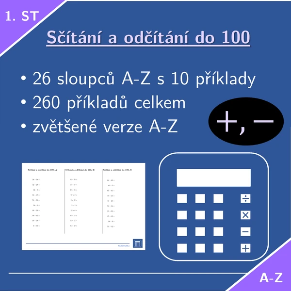 Sčítání a odčítání do 100 | matematika 1. stupeň | 26 sloupců