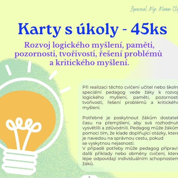 Karty - 45 cvičení pro rozvoj myšlení, paměti a tvořivosti