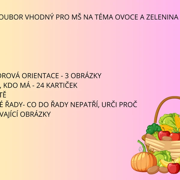 Soubor pro MŠ, ovoce a zelenina