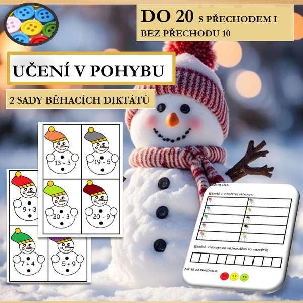 SNĚHULÁCI - SČÍTÁNÍ A ODČÍTÁNÍ DO 20 (UČENÍ V POHYBU)