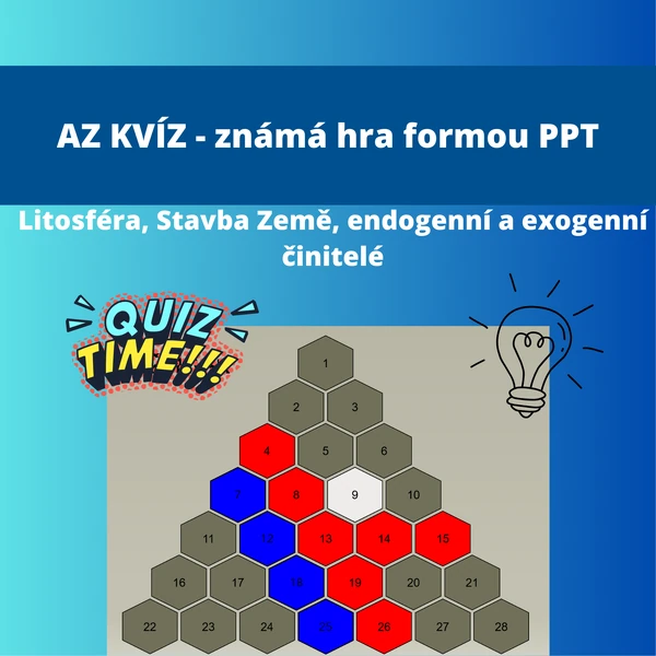 AZ kvíz (ppt) - Litosféra, stavba Země, endo a exogenní procesy