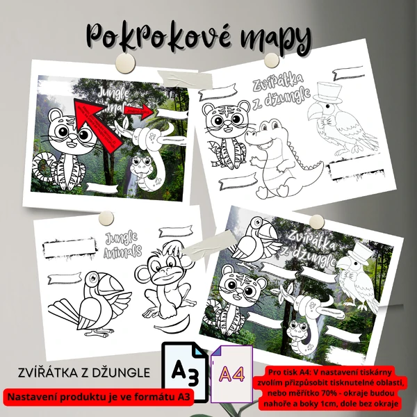 POKROKOVÉ MAPY - ZVÍŘÁTKA Z DŽUNGLE