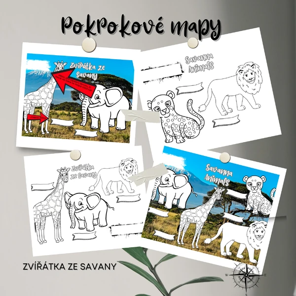 POKROKOVÉ MAPY - ZVÍŘÁTKA ZE SAVANY