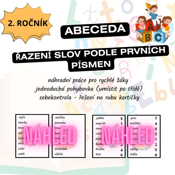 ABECEDA - ŘAZENÍ SLOV PODLE PRVNÍCH PÍSMEN