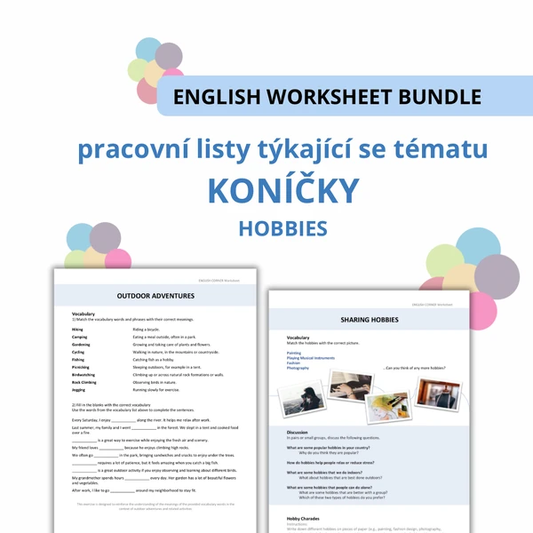 HOBBIES - zábavné pracovní listy pro výuku AJ