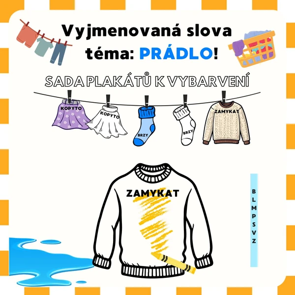 Vyjmenovaná slova - výzdoba třídy na téma prádlo