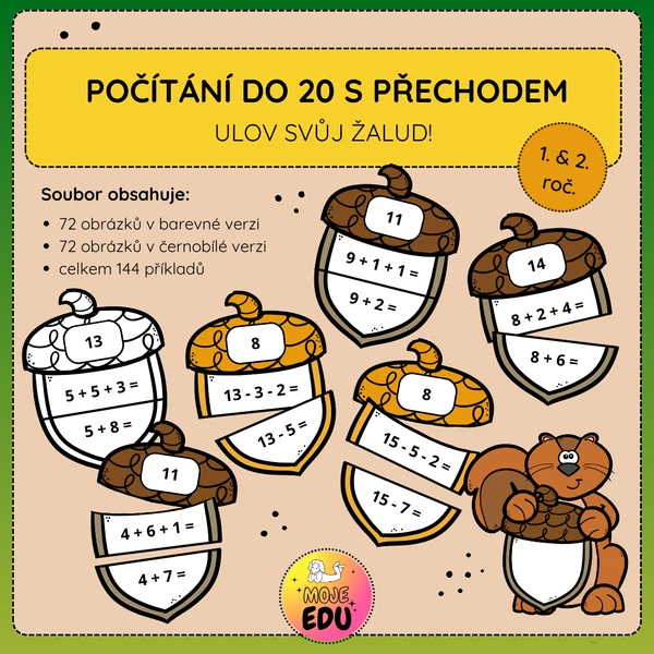 Počítání do 20 s přechodem přes desítku