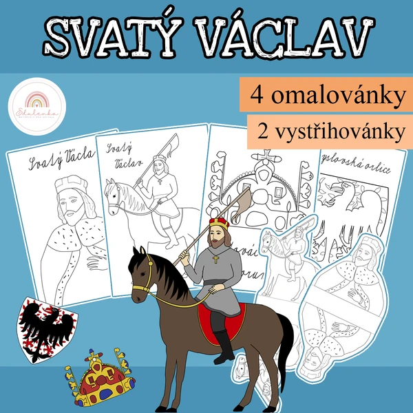 Svatý Václav - autorské omalovánky a vystřihovánky