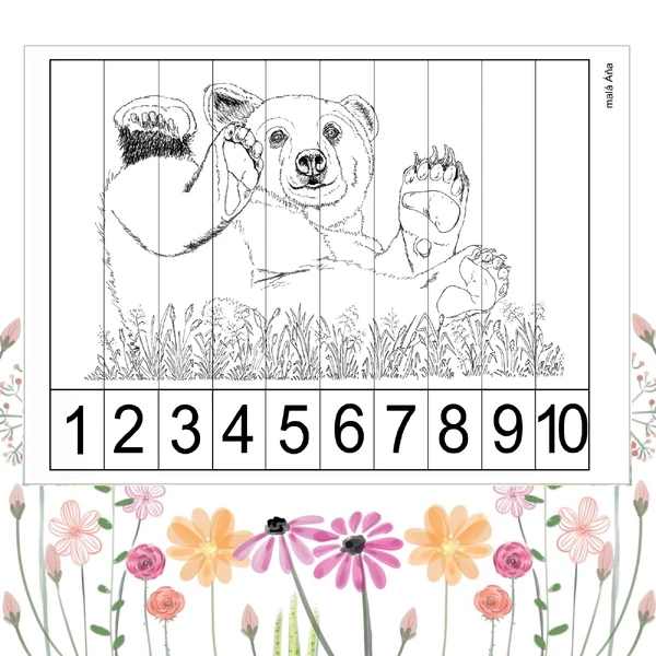 PUZZLE PROUŽKY - MEDVÍDEK - ZDARMA