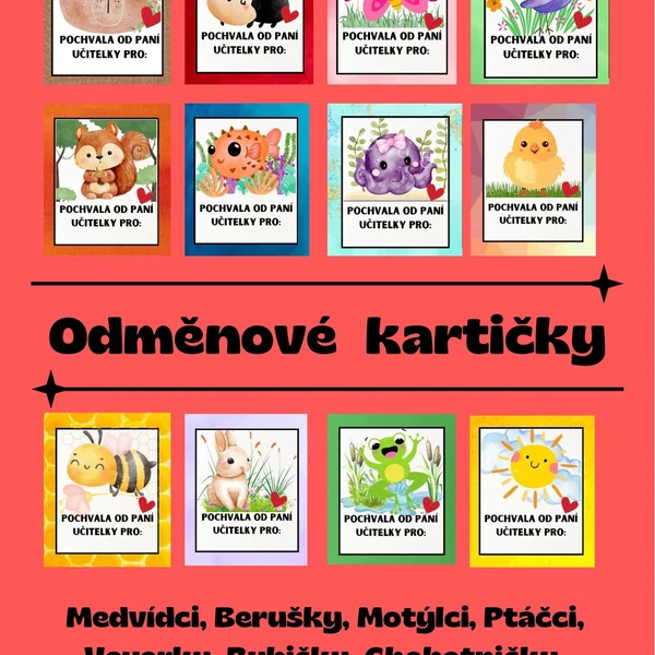 Pochvaly - kartičky k odměně dětí