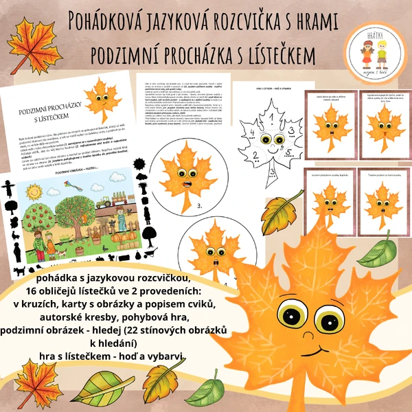 Podzimní procházka s lístečkem - Pohádková jazyková rozcvička s hrami