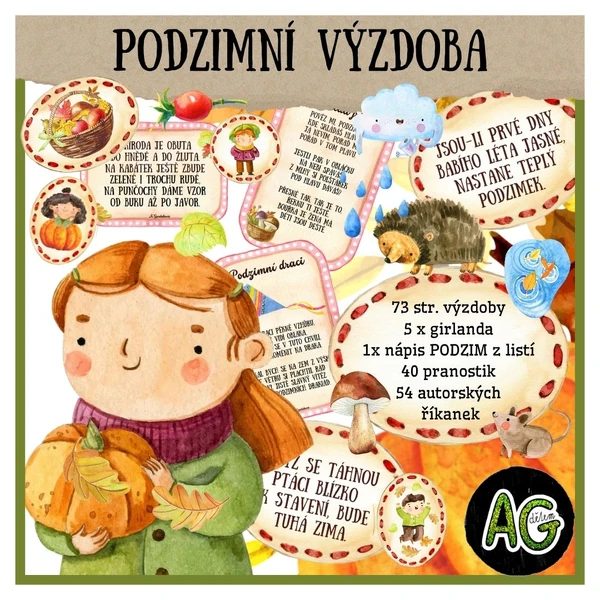Podzimní autorské básničky, lidové pranostiky + prvky k výzdobě zdarma