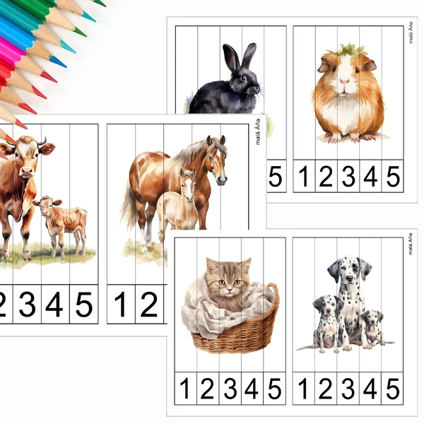 PUZZLE PROUŽKY - DOMÁCÍ ZVÍŘÁTKA 