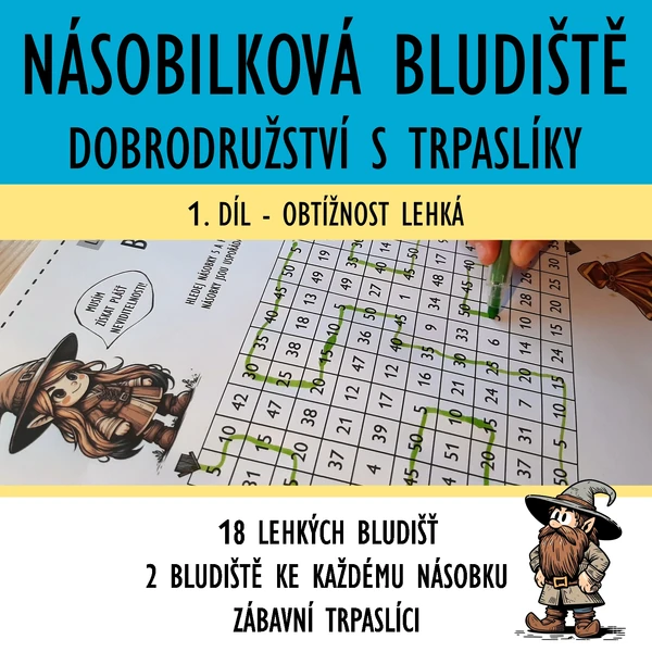 Násobilka bludiště 1 - dobrodružství s trpaslíky, díl 1 - LEHKÁ