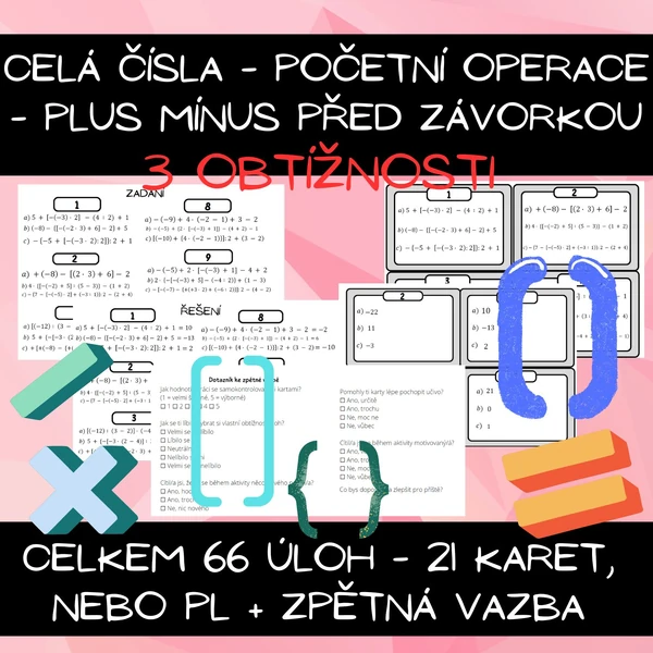 celá čísla - početní operace - plus a minus před závorkou