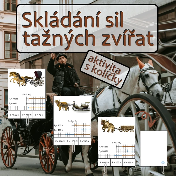Skládání sil tažných zvířat - aktivita s kolíčky