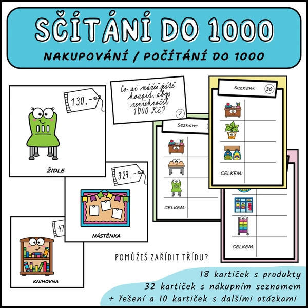 Počítání do 1000 - nakupování (běhací hra)