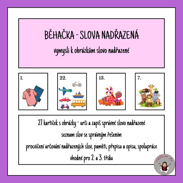 Běhačka - slova nadřazená - vymysli k obrázkům slovo nadřazené