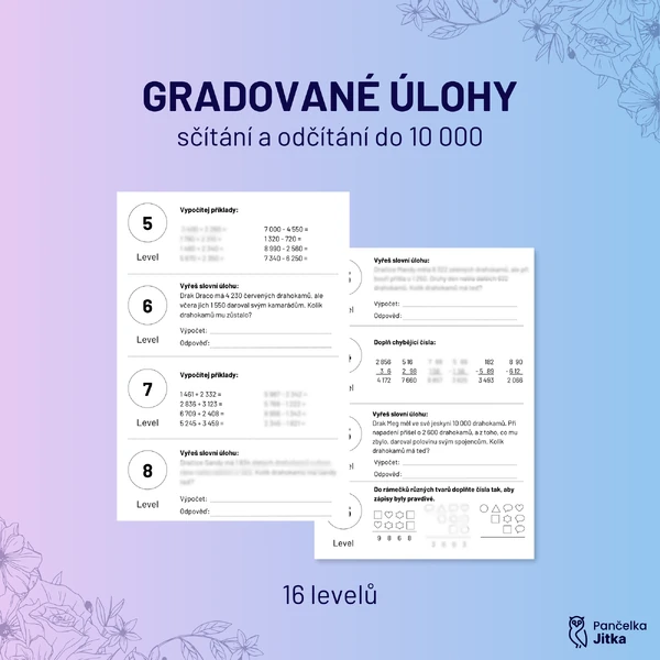 GRADOVANÉ ÚLOHY - sčítání a odčítání do 10 000