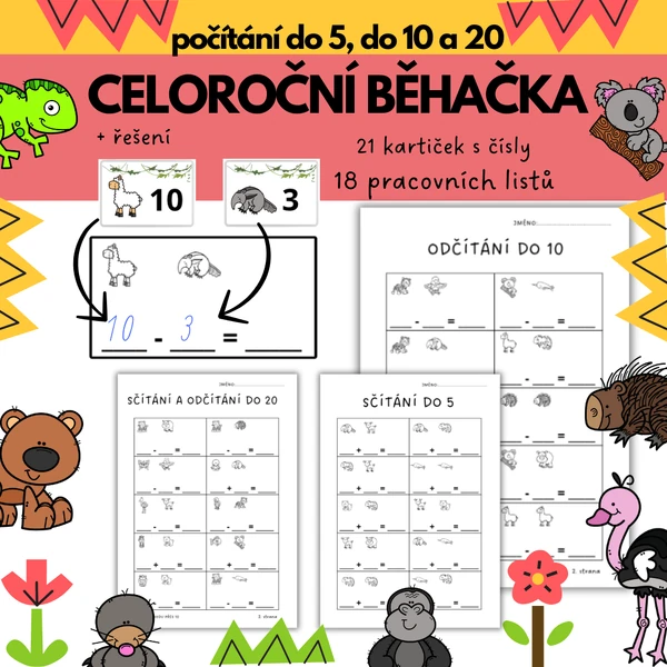 Celoroční běhačka ZVÍŘÁTKA - počítání do 5, 10 a 20