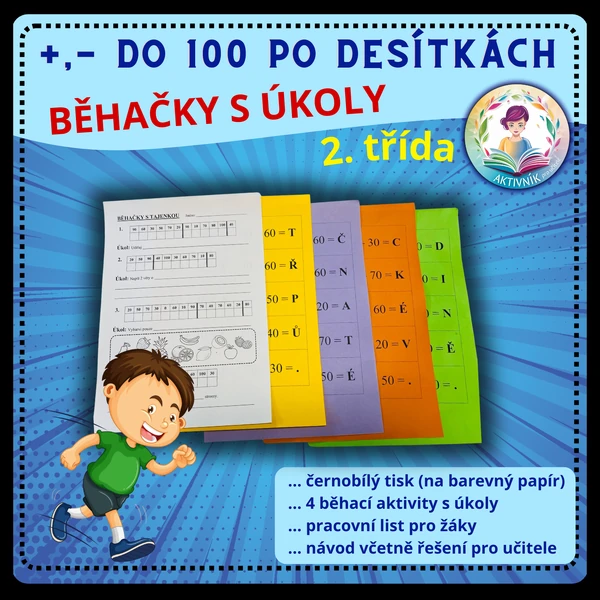 POČÍTÁNÍ DO 100 PO DESÍTKÁCH - běhačky s úkoly