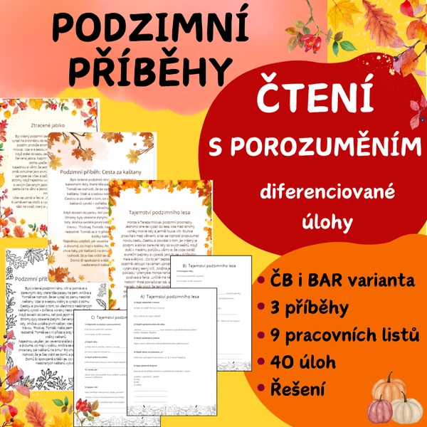 Podzimní příběhy- čtení s porozuměním, diferenciované pracovní listy