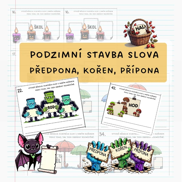 Podzimní stavba slova - Předpona, Kořen, Přípona
