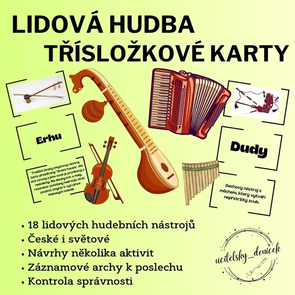 Lidová hudba - třísložkové karty
