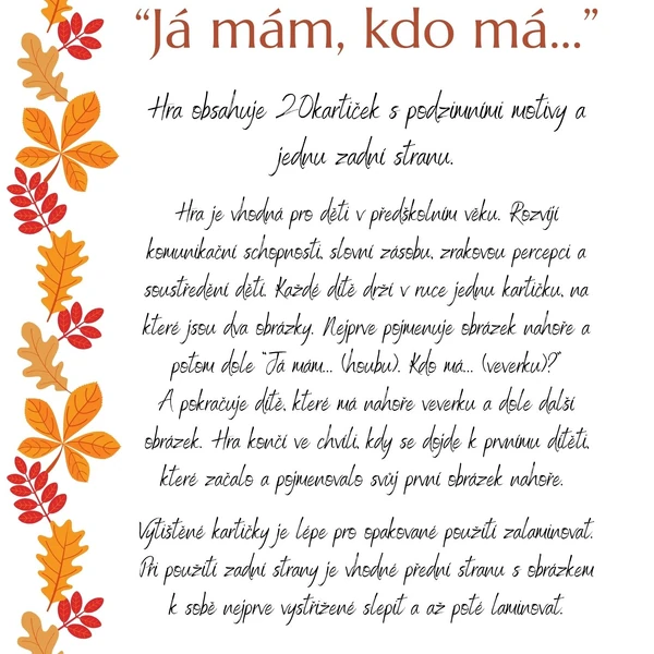 PODZIMNÍ Já mám...Kdo má...