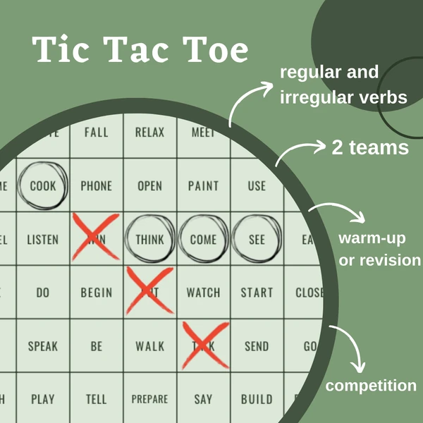 Regular and irregular verbs - Tic Tac Toe (piškvorky)