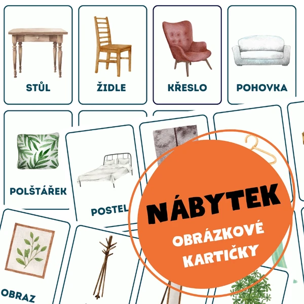 NÁBYTEK - obrázkové demonstrační kartičky