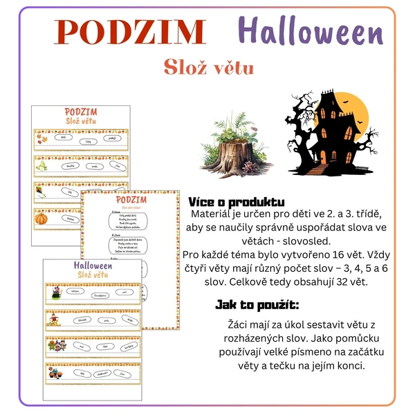 Podzim/Halloween - Slož větu