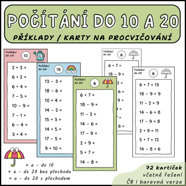 Počítání do 10 a do 20 (s přechodem i bez)