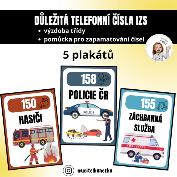 DŮLEŽITÁ TELEFONNÍ ČÍSLA IZS - plakáty