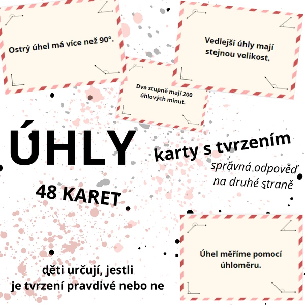 Úhly - tvrzení (ANO / NE) - 48 karet