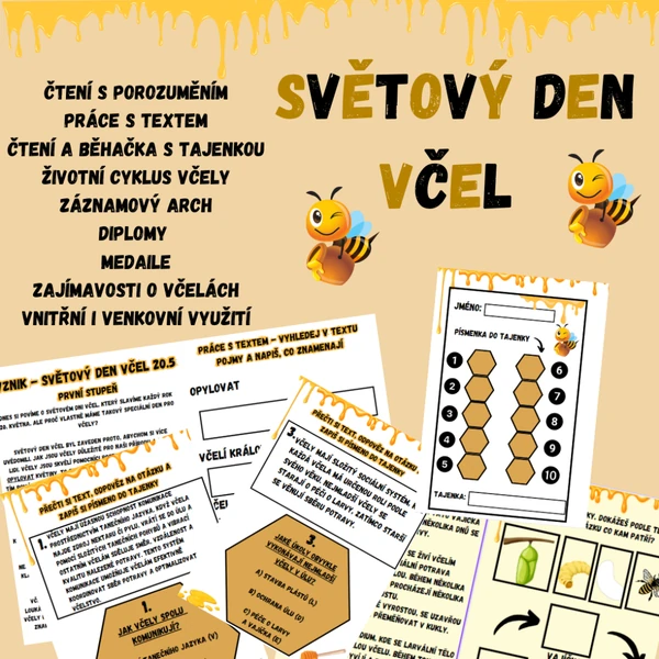VČELÍ BOJOVKA + čtení s porozuměním + zajímavosti + práce s textem +cyklus včely