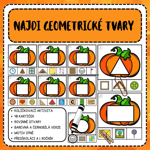 Najdi geometrické tvary - kolíčkovací aktivita