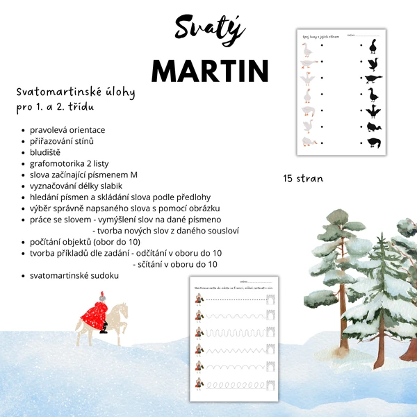 Svatý Martin - úlohy pro 1. a 2. třídu
