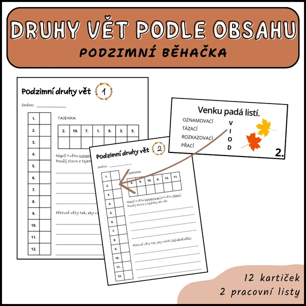 Podzimní určování druhů vět podle obsahu - běhací hra