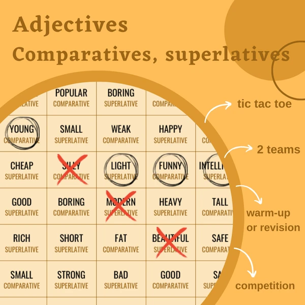 Adjectives (comparatives, superlatives) - tic tac toe (piškvorky)