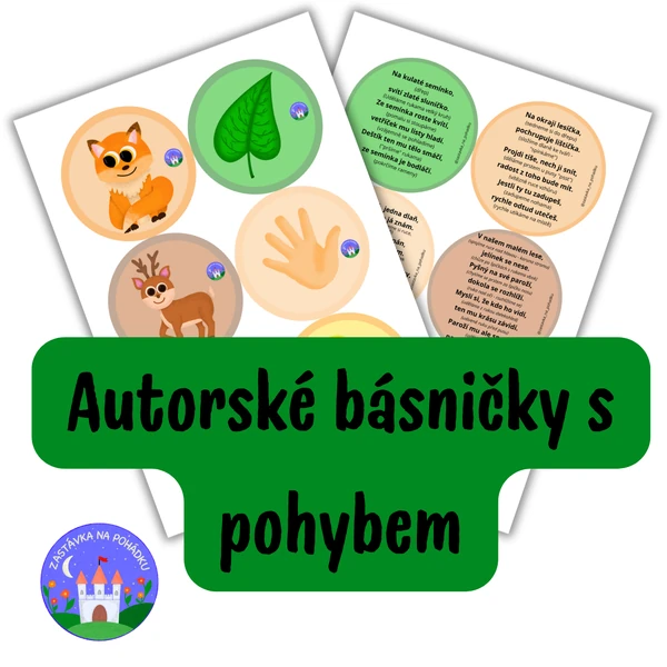 Autorské básničky s pohybem - sada 6 kartiček