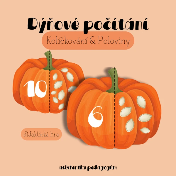 Dýňové počítání - kolíčkování a počítání, didaktická hra