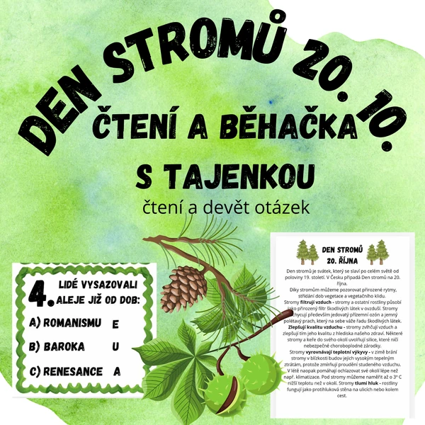 Den stromů 20. října - čtení a běhačka s tajenkou