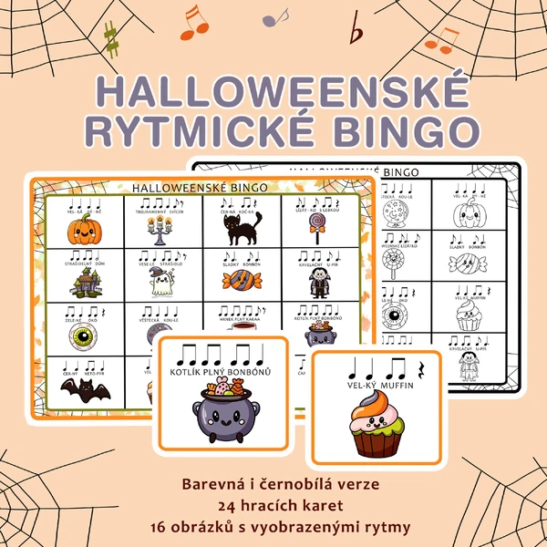 Halloweenské rytmické bingo
